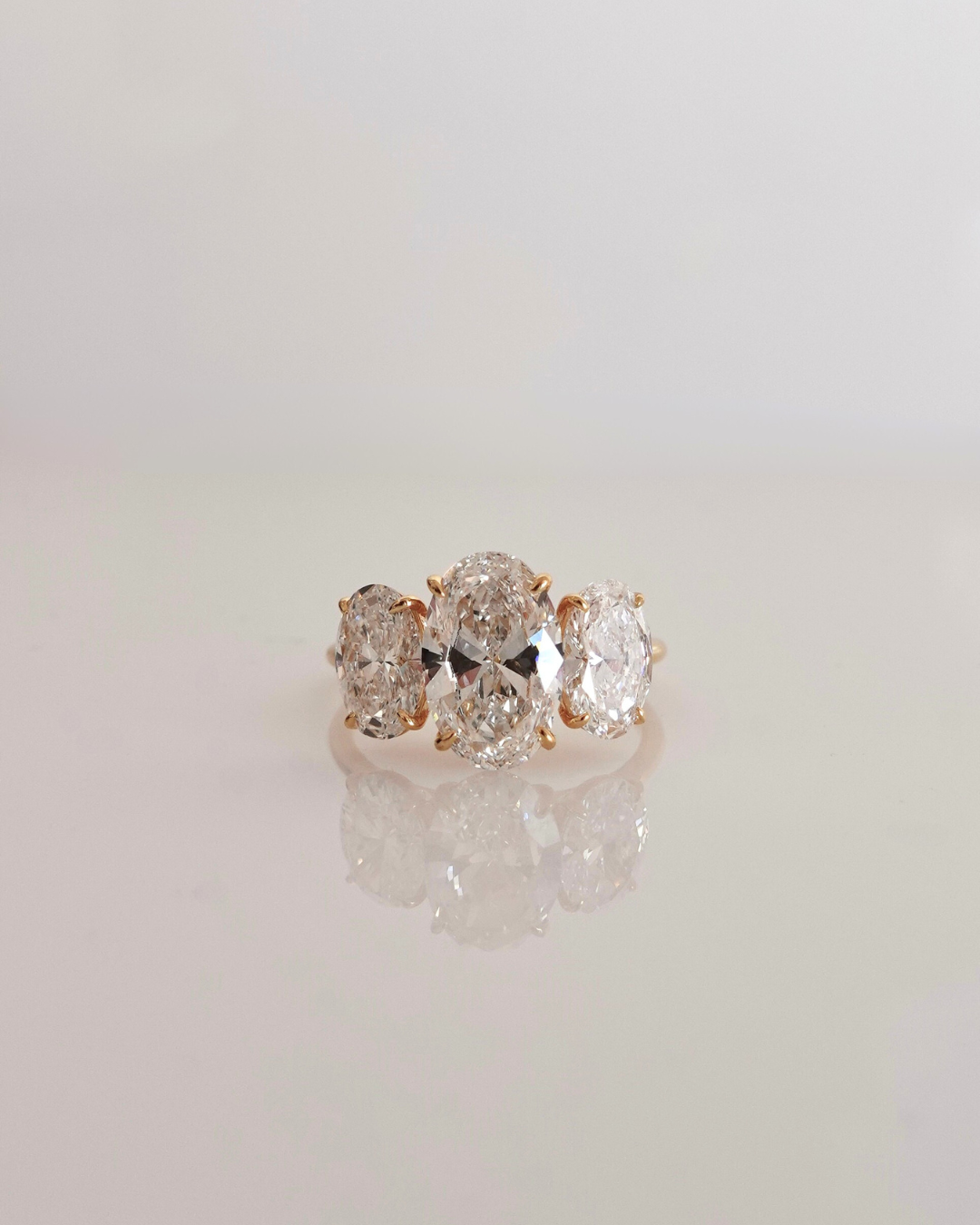 4.20cttw Oval Lab Grown Diamond Trilogy - Size M 1/2