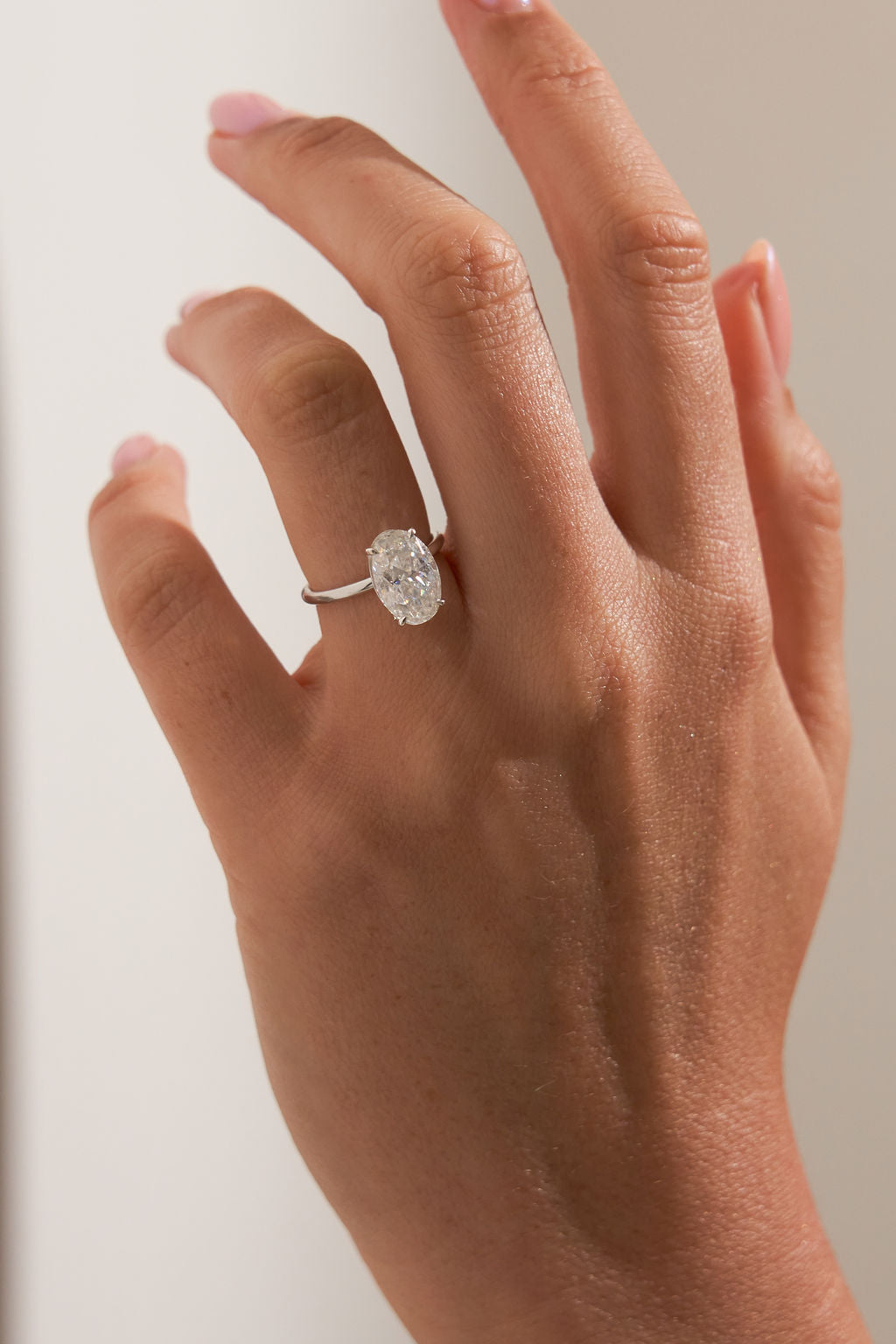 4.5 Oval Solitaire Engagement Ring 18k White Gold
