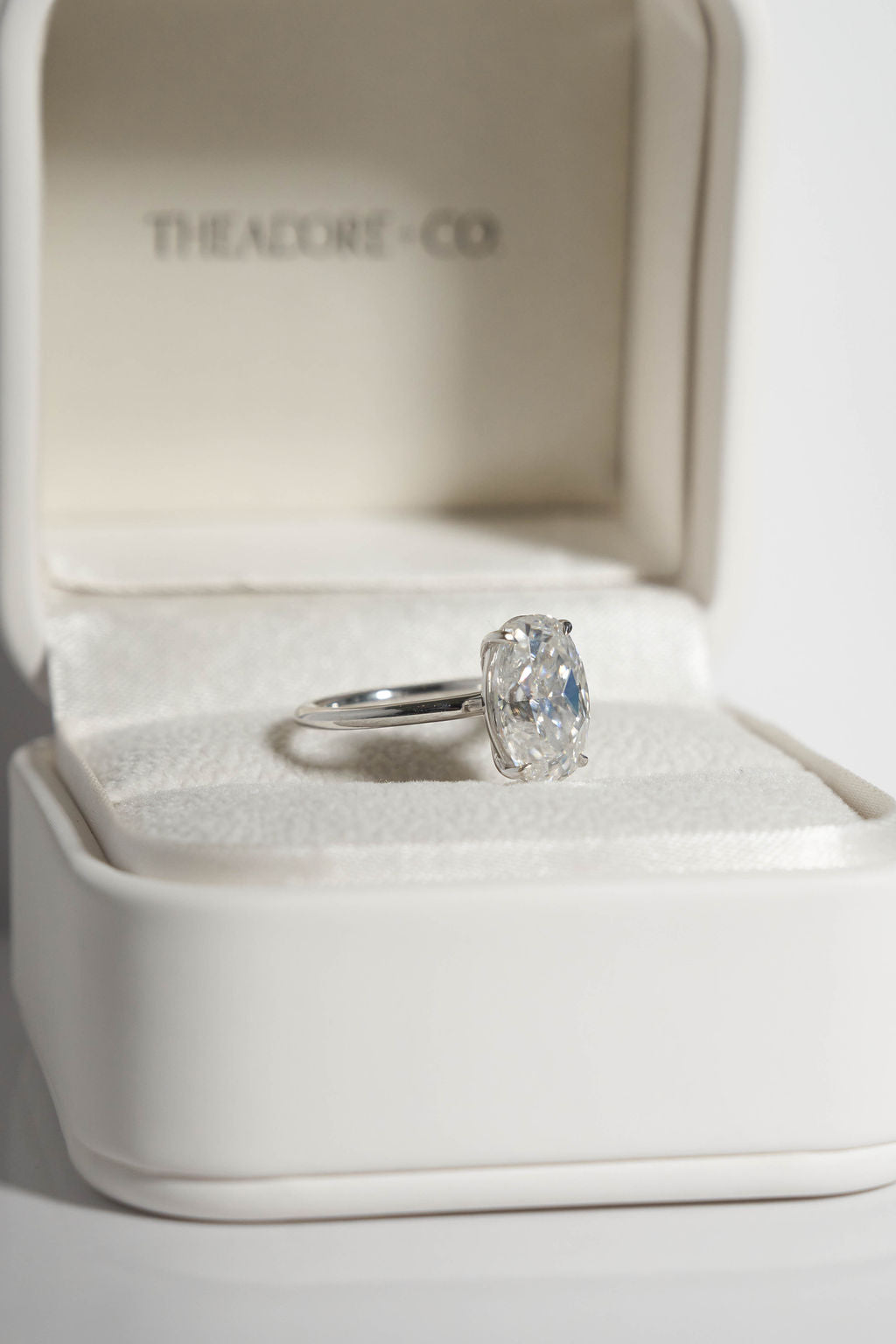 4.5 Oval Solitaire Engagement Ring 18k White Gold