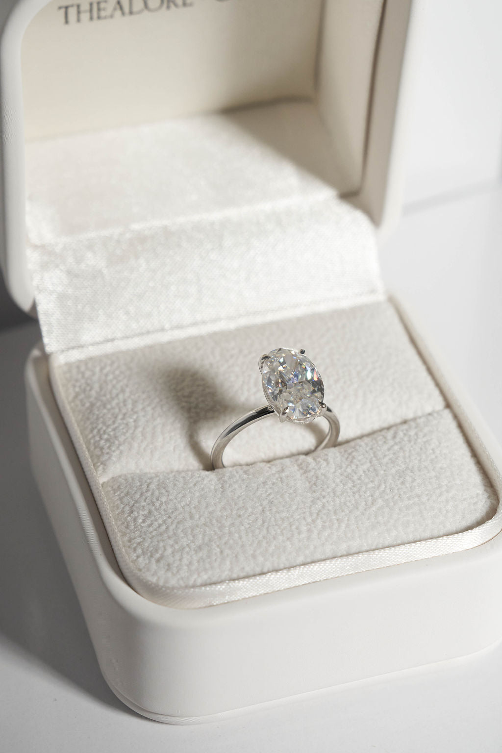 4.5 Oval Solitaire Engagement Ring 18k White Gold