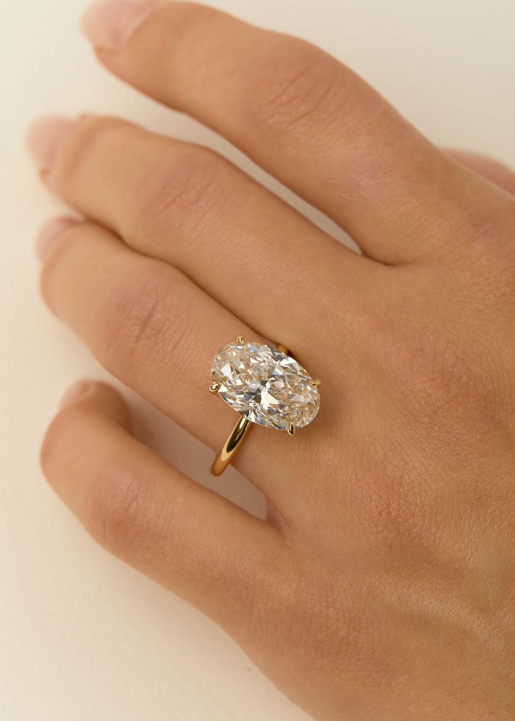 6.05ct Oval Lab Diamond Solitaire set in 18k Yellow Gold