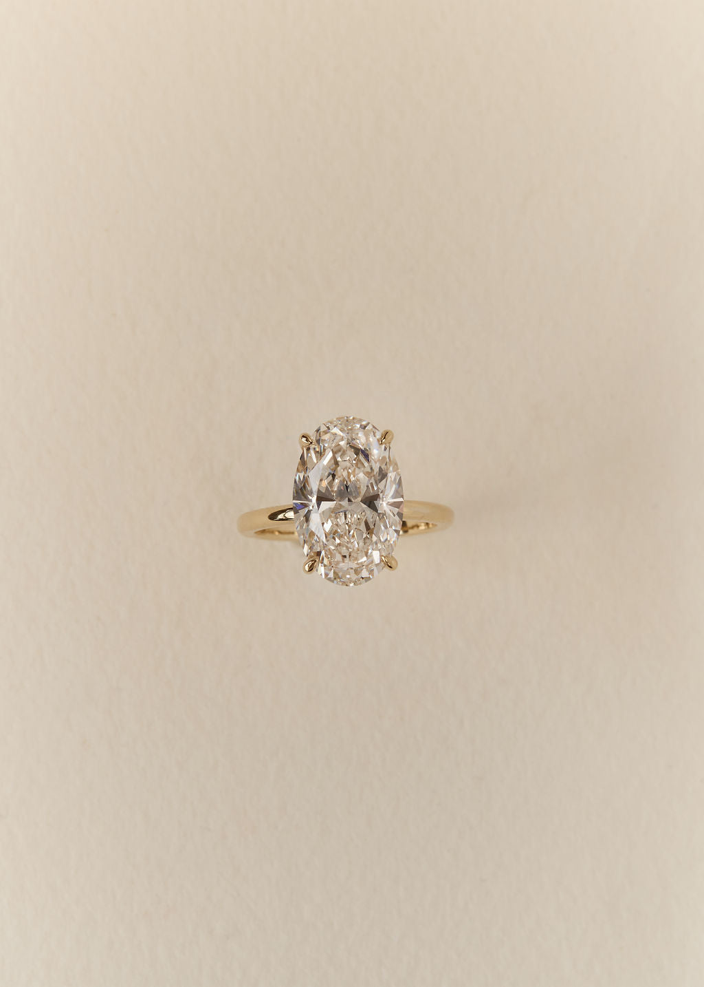 6.05ct Oval Lab Diamond Solitaire set in 18k Yellow Gold