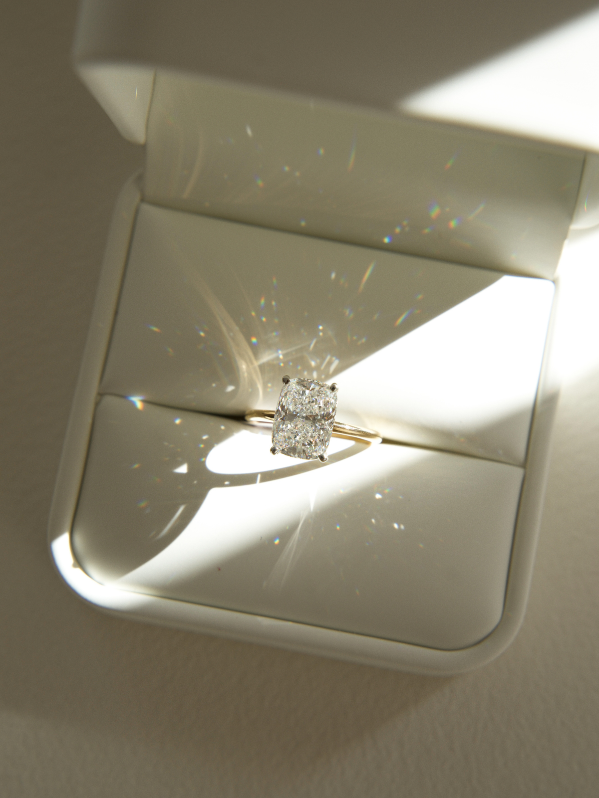 4.03ct Cushion Lab Grown Diamond Solitaire set in 18k Yellow Gold, Size N
